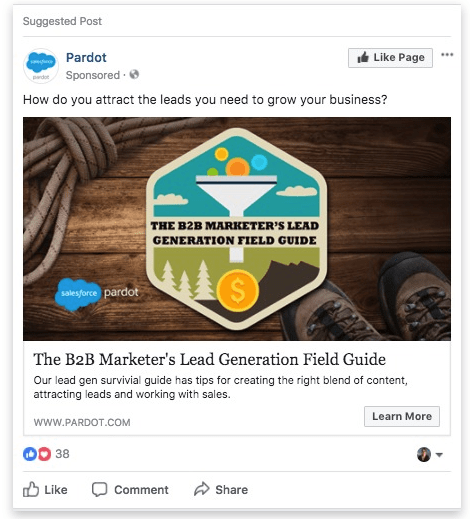 Pardot Facebook Consideration Ad Example